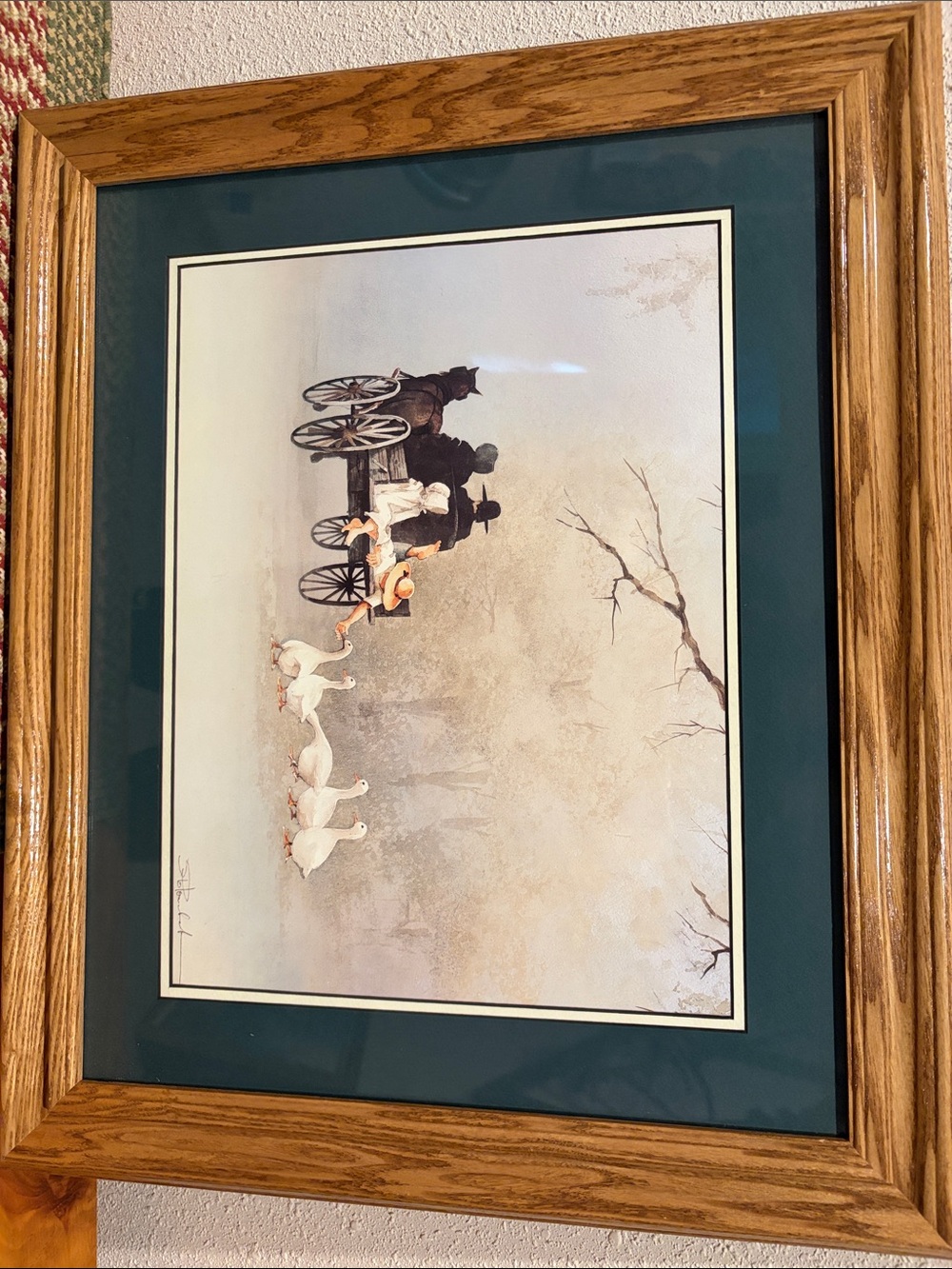 Steve Polomchak "AMISH FEEDING GEESE FROM BUGGY SCENE" 21 X 29-Signed